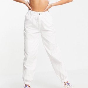 Topshop utility cuffed pant in white